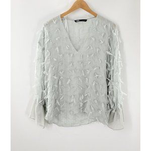 Zara Women's Green Dress Shirt Size S